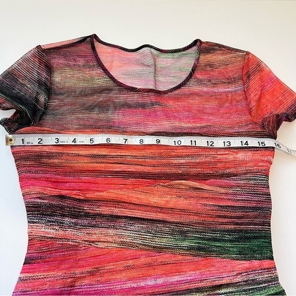BCBG Max Azria Donna MultiColor Unique Ruched Dress Mesh Bodycon Cap Sleeve SZ S - Picture 5 of 12